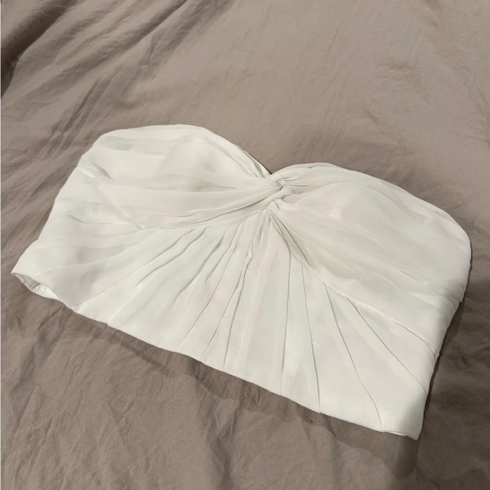 David Bridal, Strapless White twist top - Picture 1 of 6